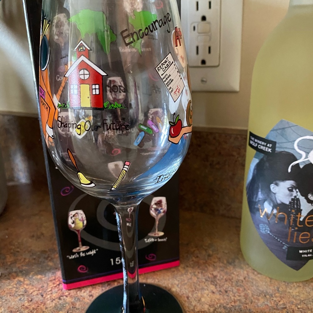 Teacher stem wine glass